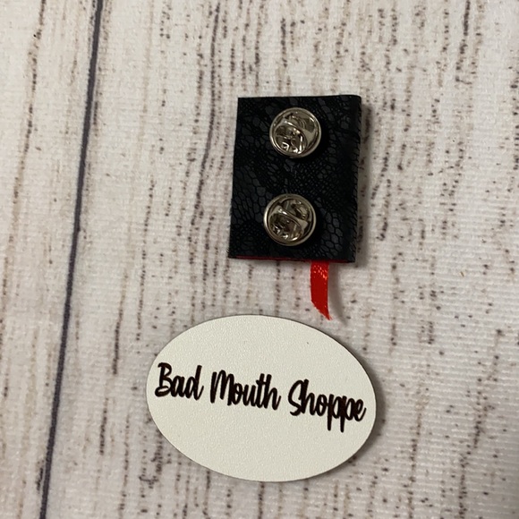 *Witchwood Bags Vegan Leather Mini Bound Book Lapel Pin in Black Magic - Picture 2 of 5